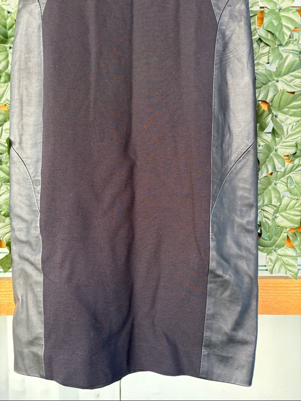 Classiques Entier Black and Dark Gray Faux-Leather Panel Midi Dress - Picture 4 of 10